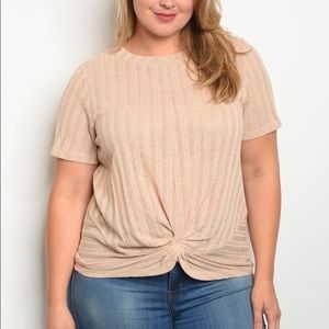 Short Sleeve Sand Twist Plus Size Top